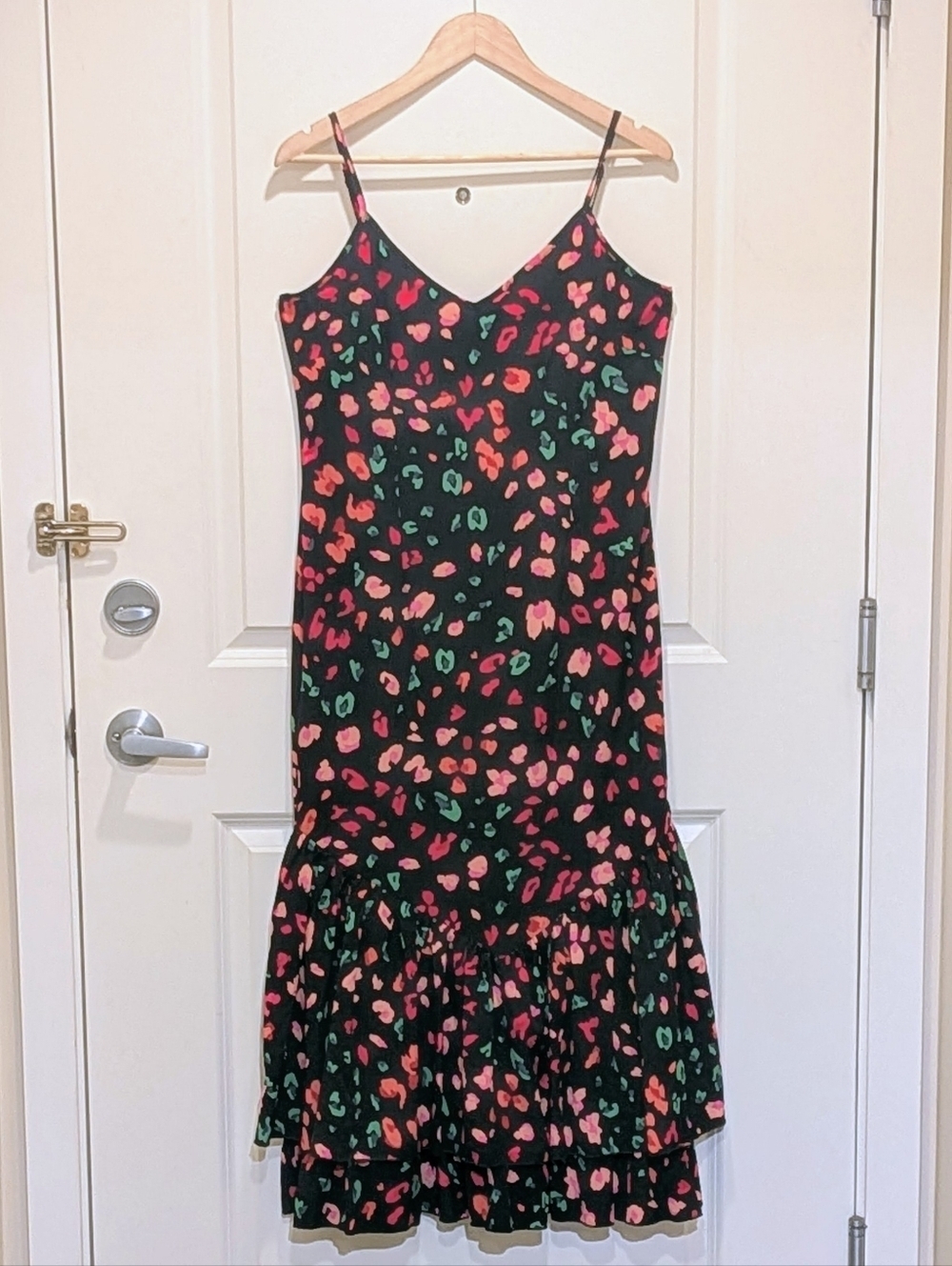 EUC Never Fully Dressed 8 Frida Dress in Black Animal Print w Adjustable Straps